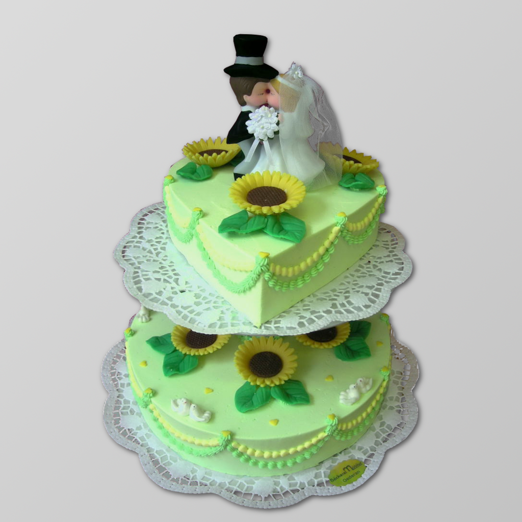 HE22 Etagen- Hochzeitstorte mit Sonnenblumen